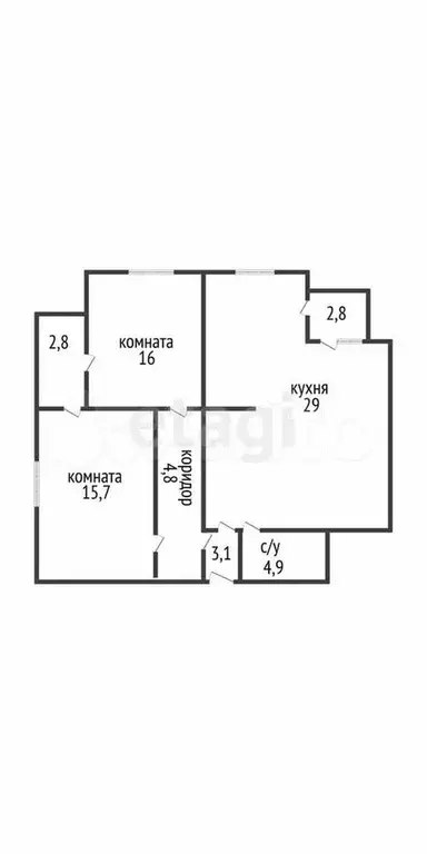 2-к. квартира, 73,8 м, 6/9 эт. - Фото 1