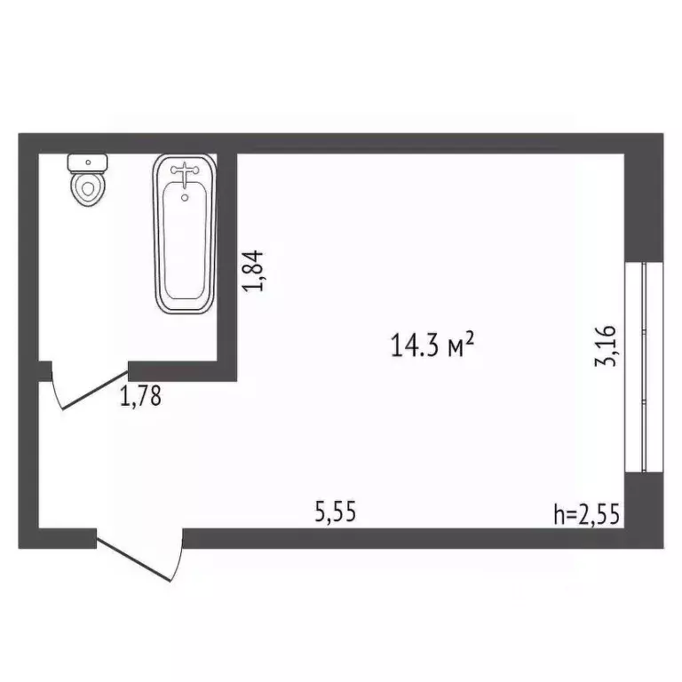 Студия Кемеровская область, Юрга ул. Никитина, 28 (17.9 м) - Фото 1