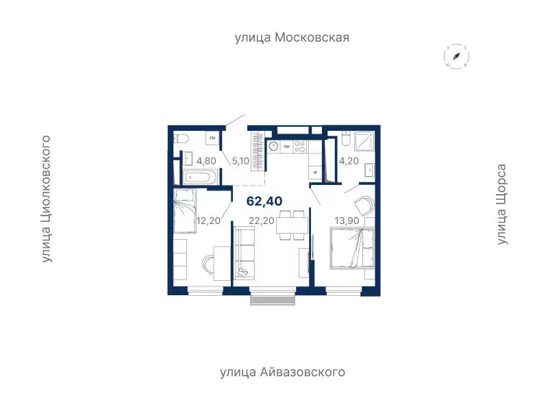2-комнатная квартира: Екатеринбург, Московская улица, 251 (62.4 м) - Фото 0