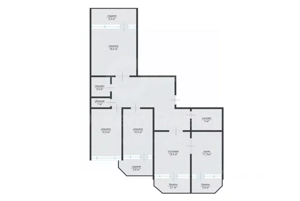 Квартира, 4 комнаты, 117.4 м - Фото 0