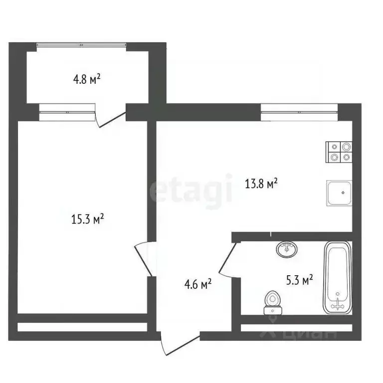 1-к кв. Тюменская область, Тюмень ул. Муравленко, 9к1 (38.6 м) - Фото 2