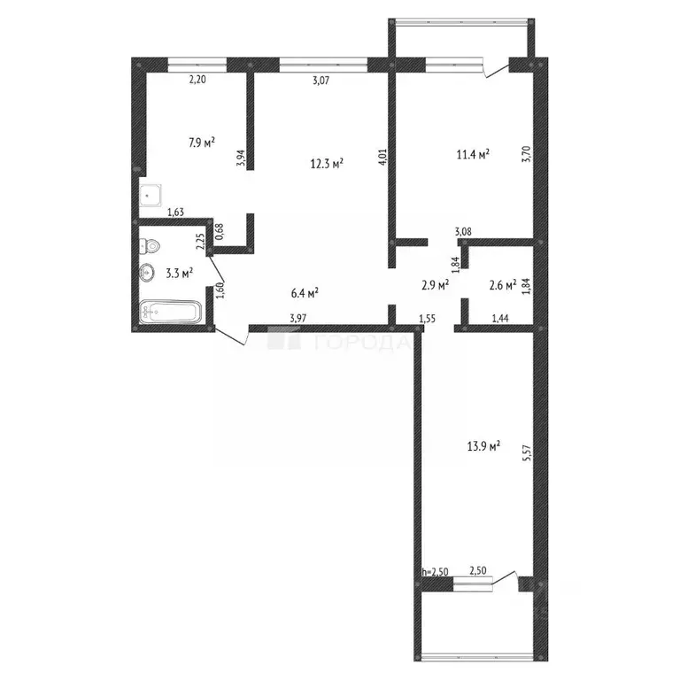 3-к кв. Алтайский край, Барнаул ул. Антона Петрова, 214 (63.8 м) - Фото 2