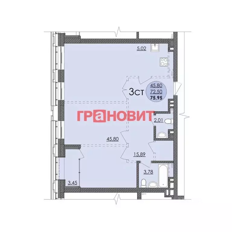 1-к кв. Новосибирская область, Новосибирск ул. Кирова, 50 (75.95 м) - Фото 0