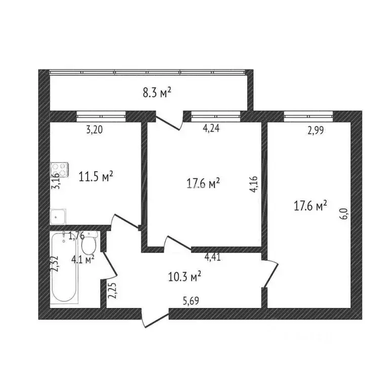 2-к кв. Тюменская область, Тюмень Комсомольская ул., 75 (60.0 м) - Фото 1