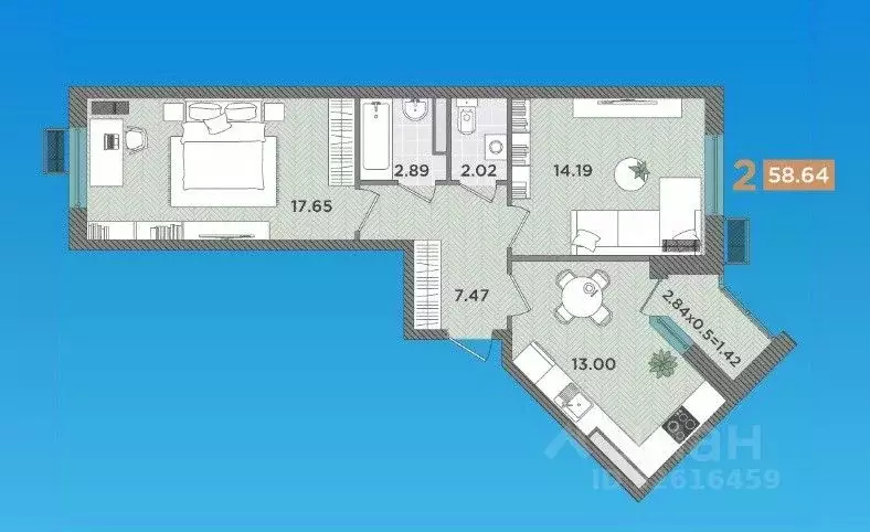 2-к кв. Краснодарский край, Темрюк Дальняя ул., 30 (58.64 м) - Фото 2