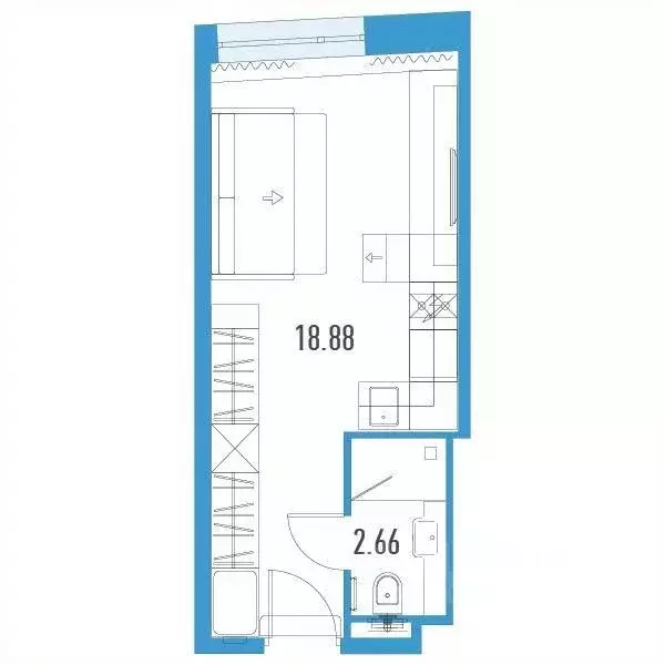 Студия Санкт-Петербург пл. Конституции, 3 (21.54 м) - Фото 0