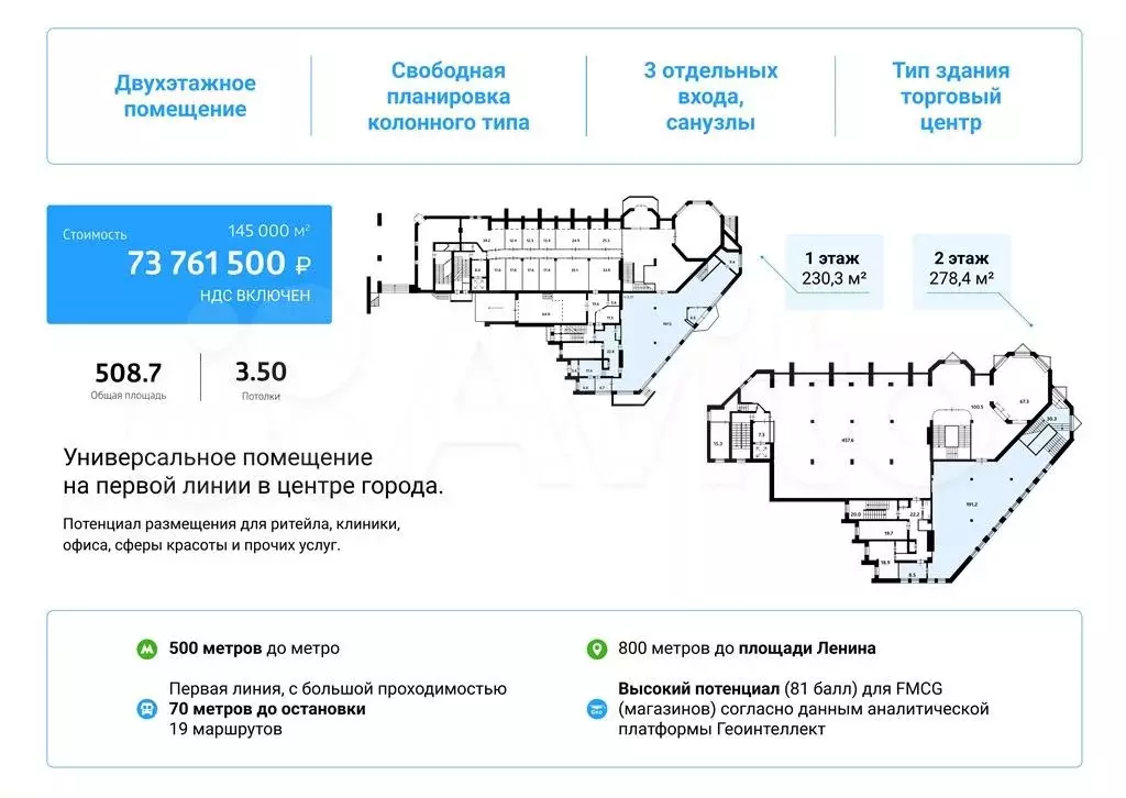 Универсальное помещение на первой линии в центре с НДС - Фото 1