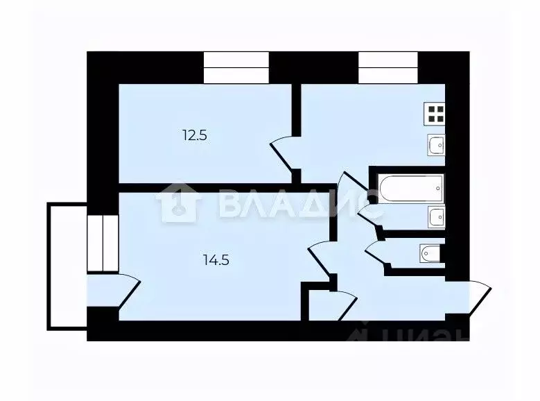 2-к кв. Ивановская область, Иваново ул. Дзержинского, 25 (41.8 м) - Фото 1