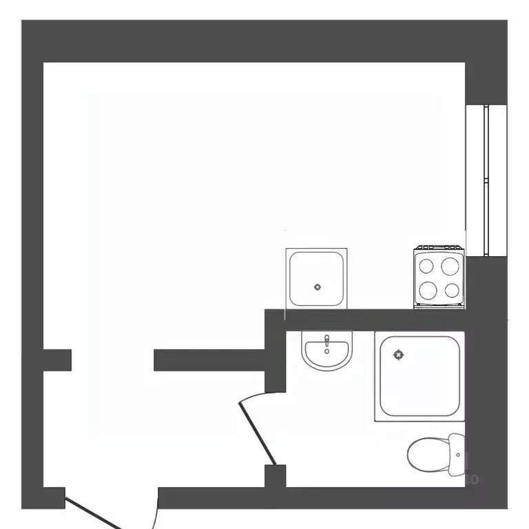 Студия Тюменская область, Тюмень ул. Бабарынка, 67 (27.0 м) - Фото 2