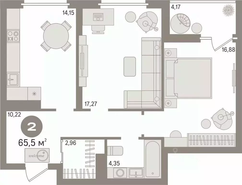 2-к кв. Свердловская область, Екатеринбург ул. Солнечная, 33А (65.5 м) - Фото 2