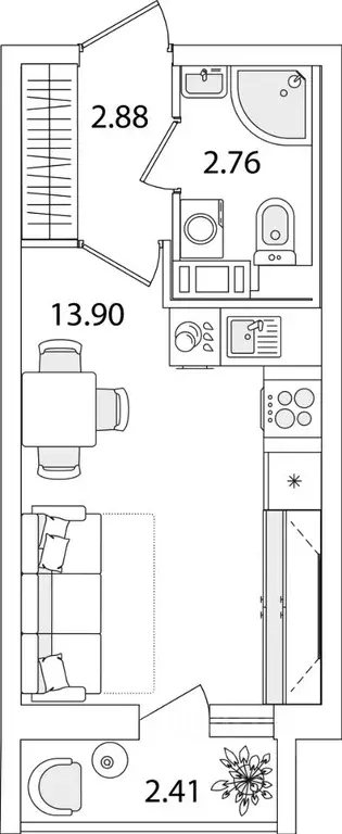 студия санкт-петербург ул. тамбасова, 5н (20.75 м) - Фото 0