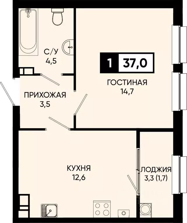 1-к кв. Ставропольский край, Кисловодск городской округ, пос. ... - Фото 0