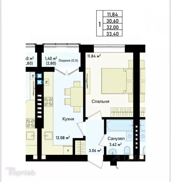 1-к кв. Калининградская область, Калининград ул. Сержанта Мишина, 83к1 ... - Фото 1