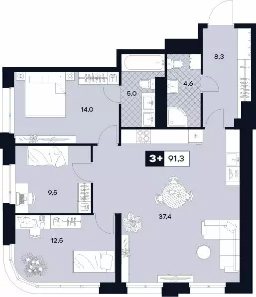 3-комнатная квартира: Москва, Лодочная улица, 27к2 (91.3 м) - Фото 0
