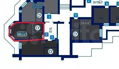 Апартаменты-студия, 20,6 м, 1/16 эт. - Фото 0