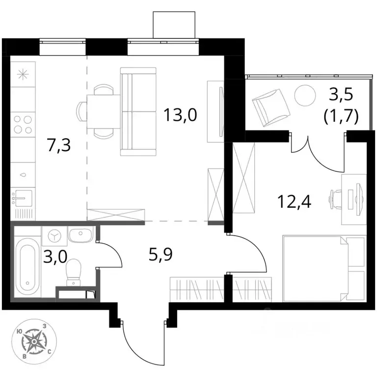 2-к кв. Московская область, Ленинский городской округ, д. Сапроново ... - Фото 2