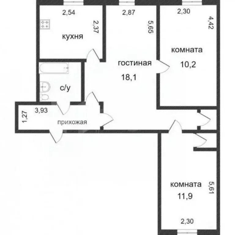 3-к кв. Тюменская область, Тюмень ул. Революции, 1А (56.0 м) - Фото 1