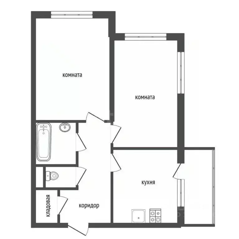2-к кв. Воронежская область, Воронеж Броневая ул., 1 (42.6 м) - Фото 2