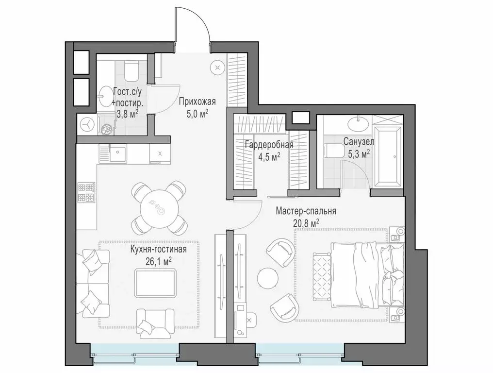 1-комнатная квартира: Москва, ЦАО, Тверской район, ЖК Ильинка 3/8 ... - Фото 1