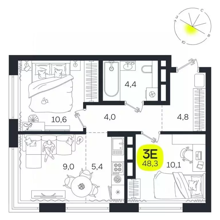 3-к кв. Свердловская область, Екатеринбург Южная Ботаника жилрайон, ... - Фото 1