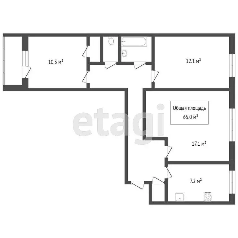 3-комнатная квартира: Томск, улица Войкова, 61 (66 м) - Фото 1