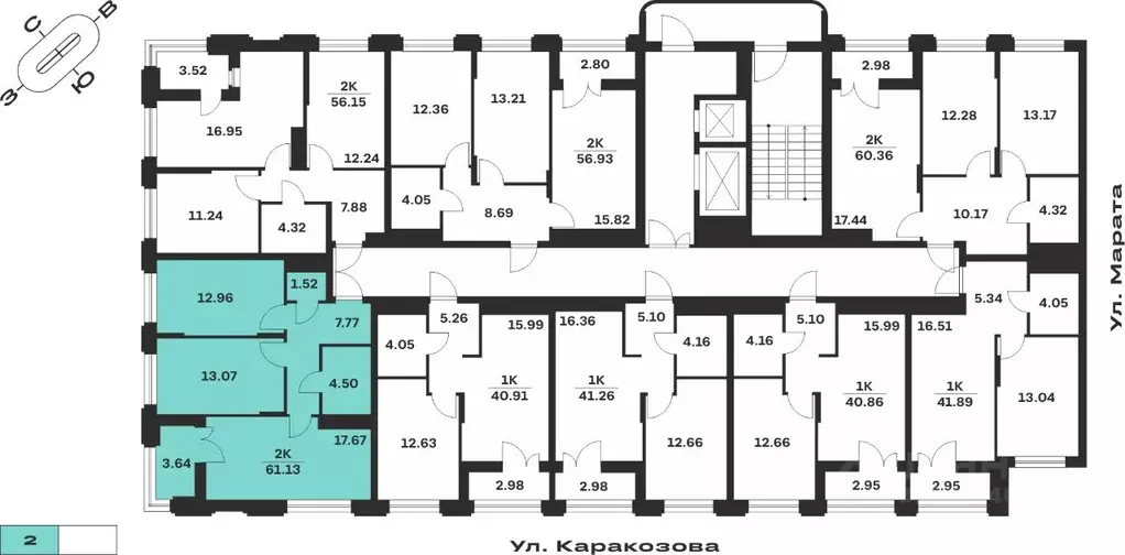 2-к кв. Тульская область, Тула ул. Каракозова (61.13 м) - Фото 1