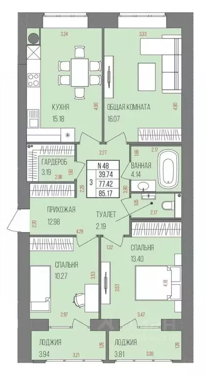 3-к кв. Марий Эл, Йошкар-Ола Западный мкр,  (85.17 м) - Фото 0