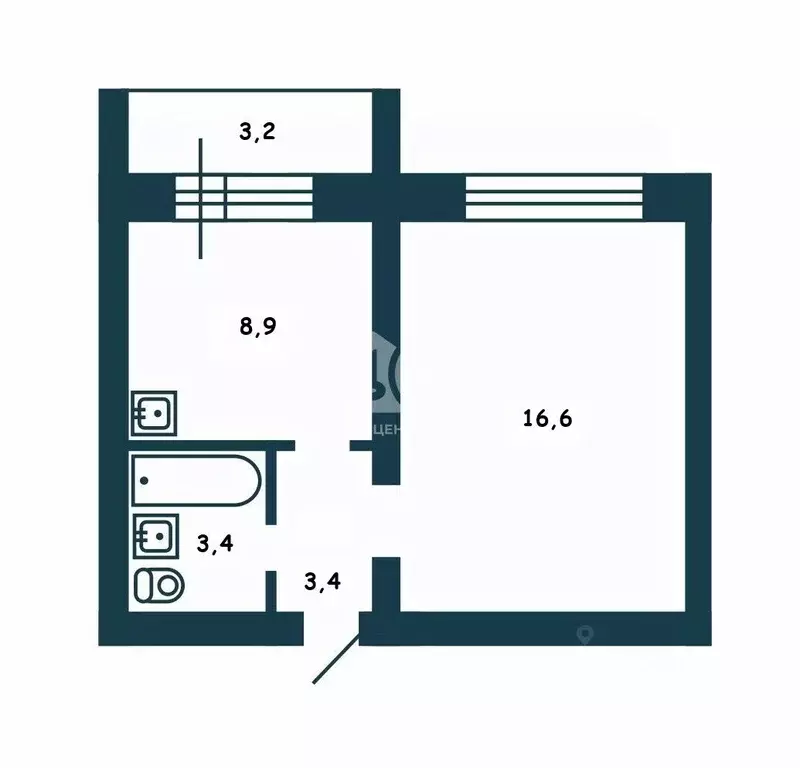 1-к кв. Новосибирская область, Новосибирск ул. Титова, 254 (32.3 м) - Фото 2