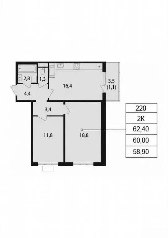 3-к кв. Москва Варшавское ш., 170Ек4 (60.0 м) - Фото 2