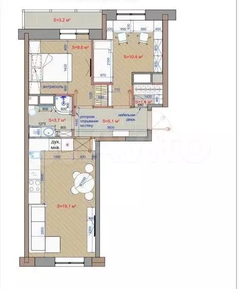 2-к. квартира, 50 м, 6/8 эт. - Фото 0