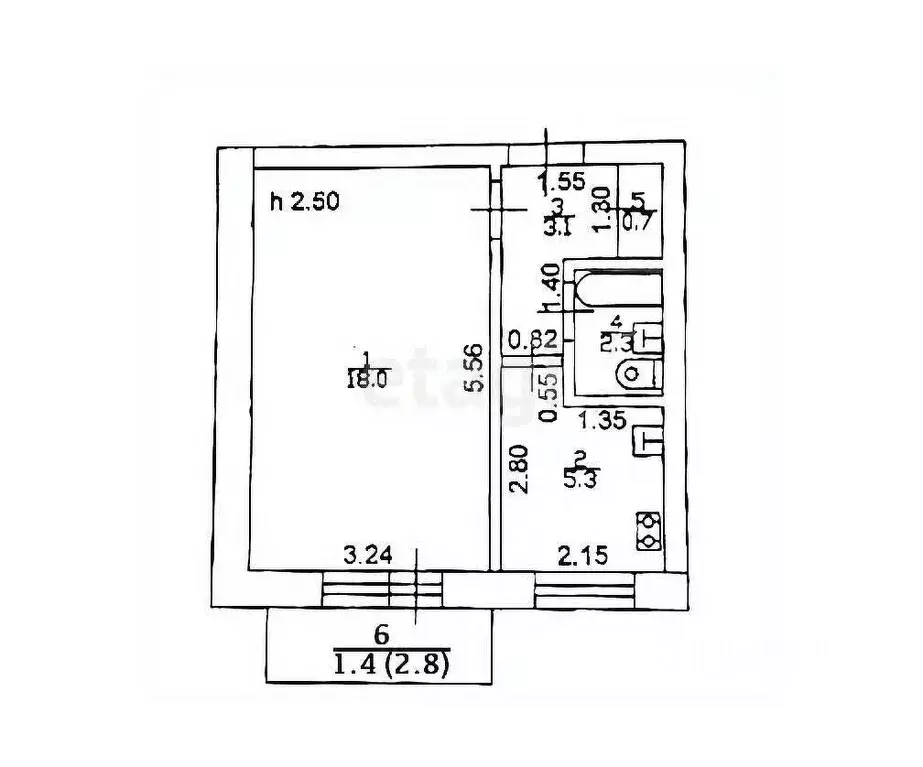 1-к кв. Татарстан, Казань ул. Айдарова, 24 (29.4 м) - Фото 1
