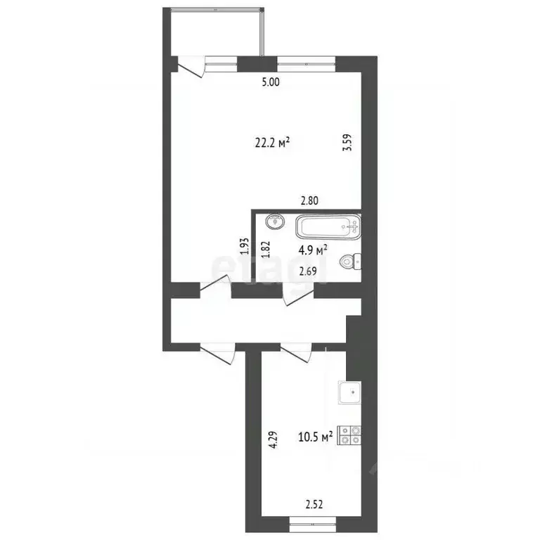1-к кв. Севастополь ул. Багрия, 75/12 (45.0 м) - Фото 2