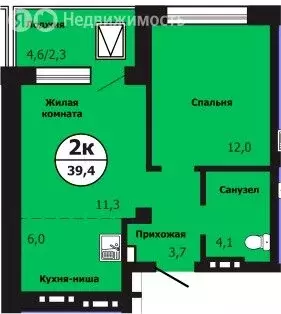 2-комнатная квартира: Красноярск, улица Лесников, 51Б (39.4 м) - Фото 0