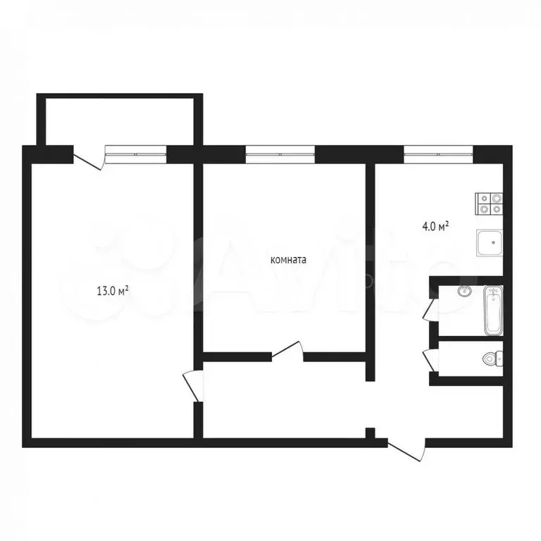 2-к. квартира, 45,2 м, 8/9 эт. - Фото 0