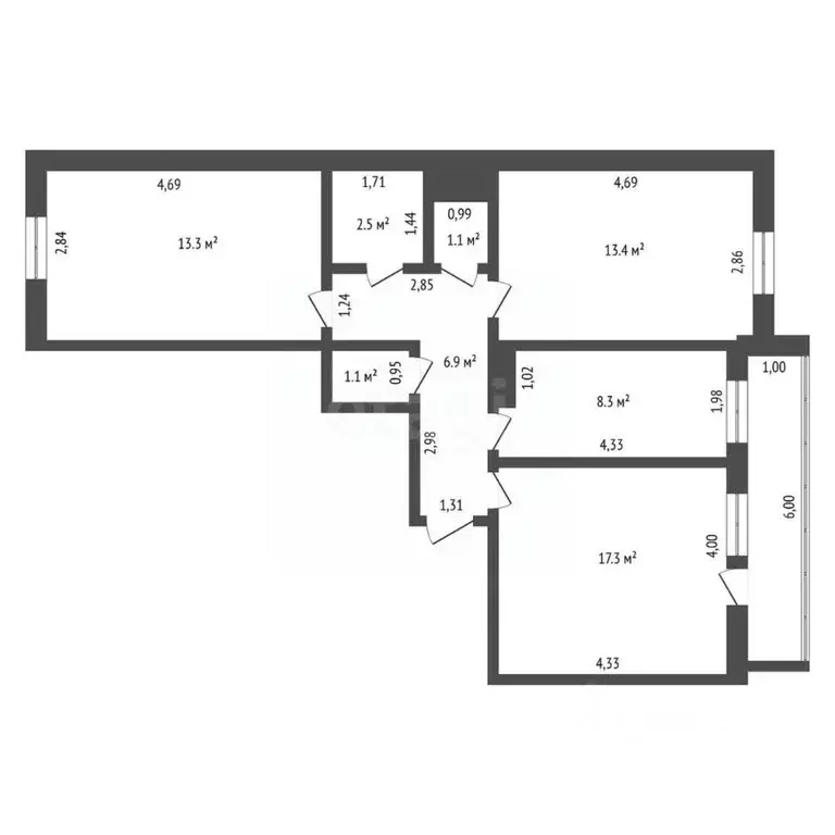 3-к кв. Амурская область, Селемджинский район, Февральск пгт ул. ... - Фото 2