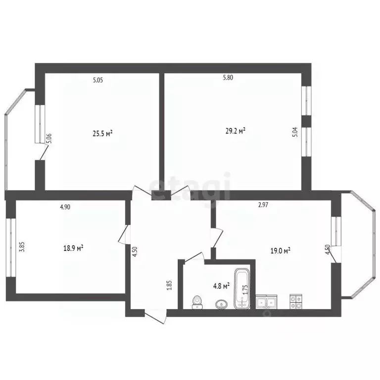 3-к кв. Калининградская область, Светлый Калининградская ул., 21 ... - Фото 2
