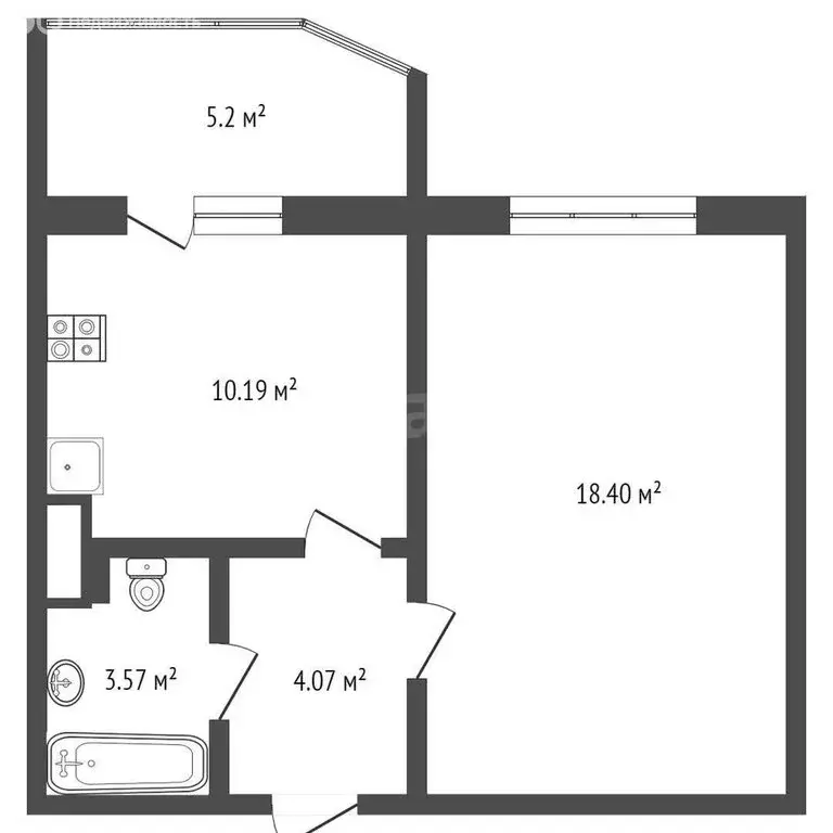 1-комнатная квартира: Тверь, улица Фрунзе, 2к2 (41 м) - Фото 1