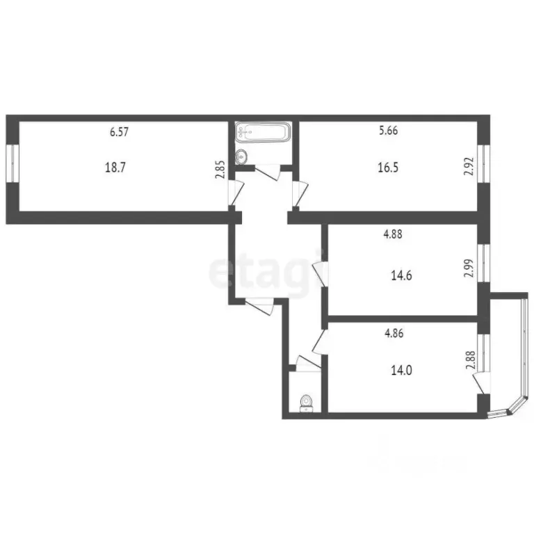 3-к кв. Карачаево-Черкесия, Черкесск Октябрьская ул., 362 (80.4 м) - Фото 1