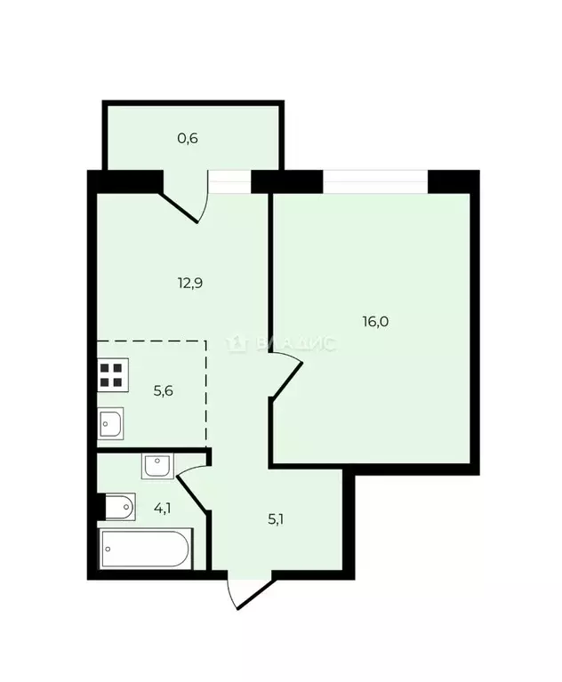 1-к кв. Москва Левел Причальный жилой комплекс, 10к1 (44.9 м) - Фото 2