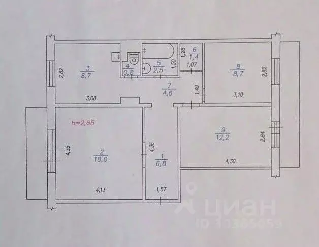 3-к кв. Кемеровская область, Прокопьевск ул. Есенина, 56 (63.7 м) - Фото 2