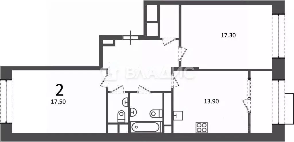 2-к кв. Москва Клинская ул., 2А (66.9 м) - Фото 2