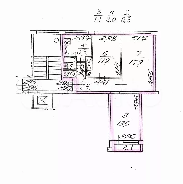 3-к. квартира, 60,5 м, 3/9 эт. - Фото 0