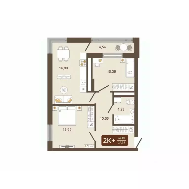 2-к кв. Кемеровская область, Новокузнецк Макеевская ул. (58.01 м) - Фото 2