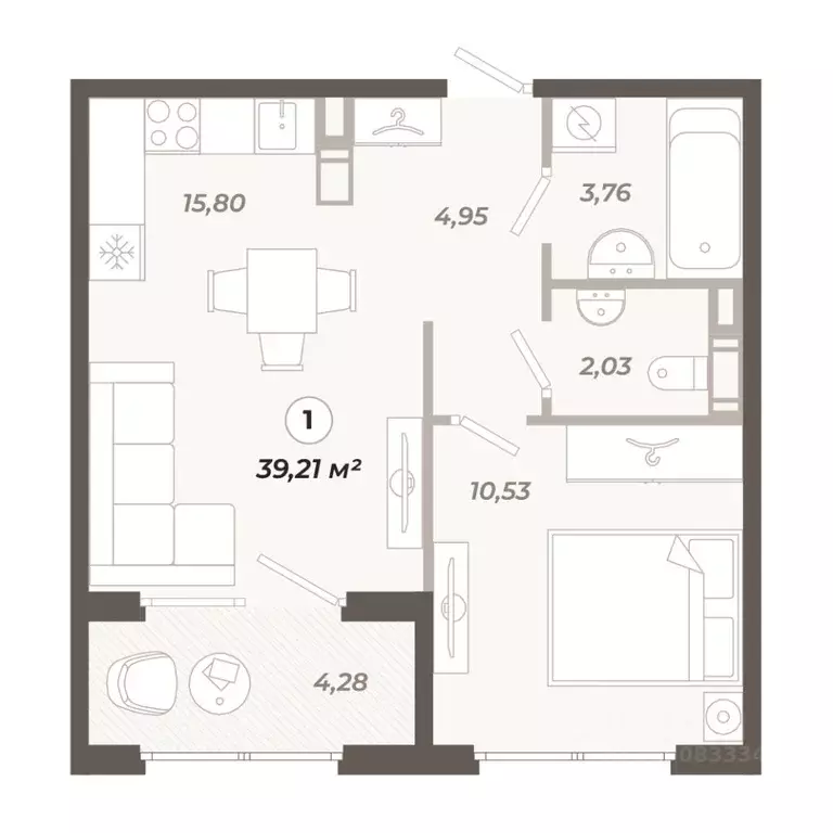 1-к кв. Санкт-Петербург ул. Коли Томчака, 21Д (39.21 м) - Фото 1