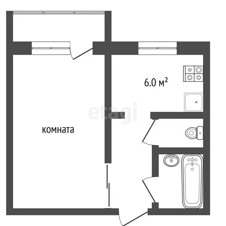 1-комнатная квартира: Алапаевск, улица Калинина, 7К2 (34.5 м) - Фото 1