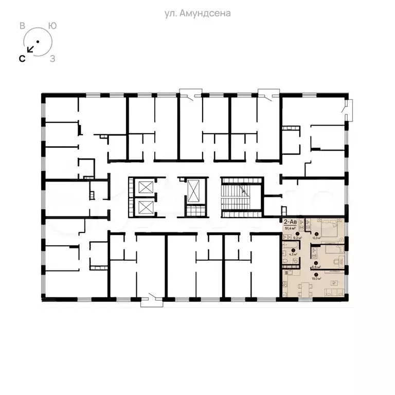 2-к. квартира, 51,2 м, 10/22 эт. - Фото 1