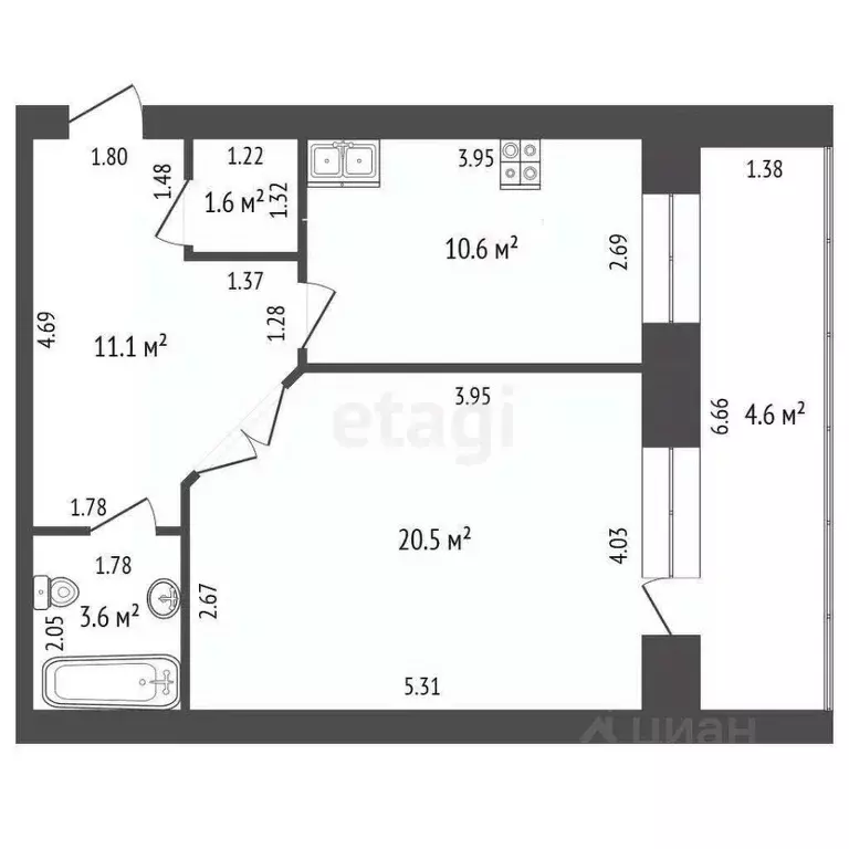 1-к кв. Забайкальский край, Чита ул. Анохина, 120А (49.0 м) - Фото 2