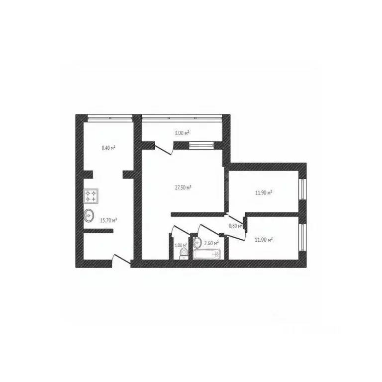 3-к кв. Брянская область, Брянск Красноармейская ул., 174 (79.6 м) - Фото 1