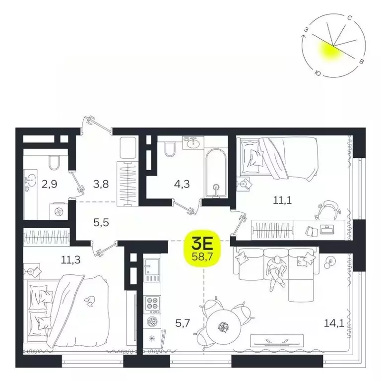 3-к кв. Свердловская область, Екатеринбург Южная Ботаника жилрайон, ... - Фото 1