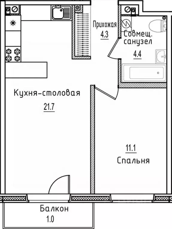 1-к кв. Новгородская область, Старая Русса ул. Чапаева, 2 (42.5 м) - Фото 1